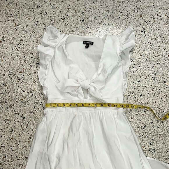 Express white 100% cotton midi lined dress XS ruffle - Picture 4 of 9
